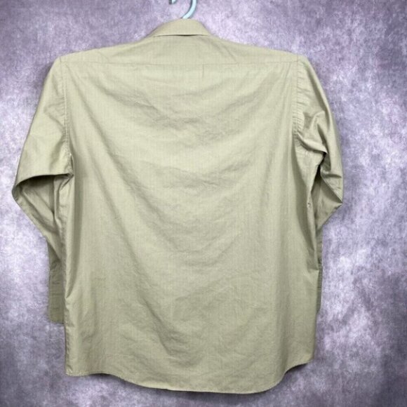 Stacy Adams Dress Shirt Mens 17.5 32/33 Tan Button Up Long Sleeve Casual Preppy - Picture 2 of 11